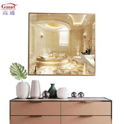 Stijlvolle badkamerversiering Mode Frame Metalen wandspiegel met groot gouden frame