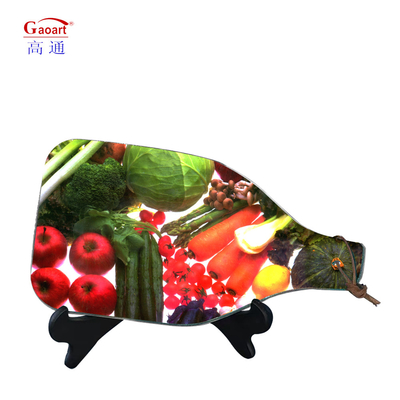 Functionele keuken accessoire glas snijplank met handvat en fruit design stijl