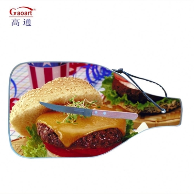 Duurzame heldere vloeiende gehard glas coaster Custom Cut Shape Kitchen Cutting Board