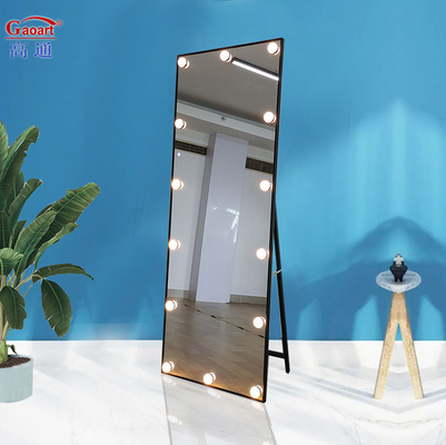 Fashion Design Stijl Grote Hollywood vloer vanity met verstelbare full LED licht en muur spiegel extra logo inbegrepen