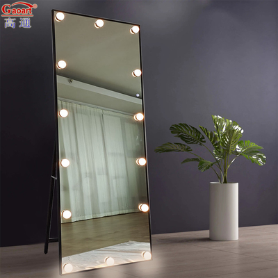 Fashion Design Stijl Grote Hollywood vloer vanity met verstelbare full LED licht en muur spiegel extra logo inbegrepen