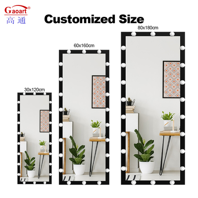 Modeontwerp Staande Home Decor Metalen Body Dressing Led Floor Hollywood Mirror Reus