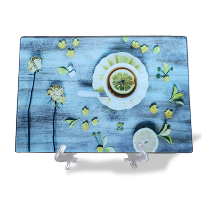 Top Fashion 8X12 Toughened Tempered Glass Cutting Board voor Keuken gestreepte vierkant ontwerp
