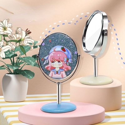 Op maat gemaakte plastic en glas spiegel mini draagbare ijdelheid cirkel kleedkamer