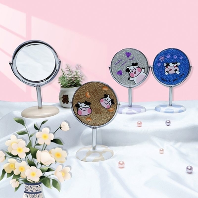 Op maat gemaakte plastic en glas spiegel mini draagbare ijdelheid cirkel kleedkamer