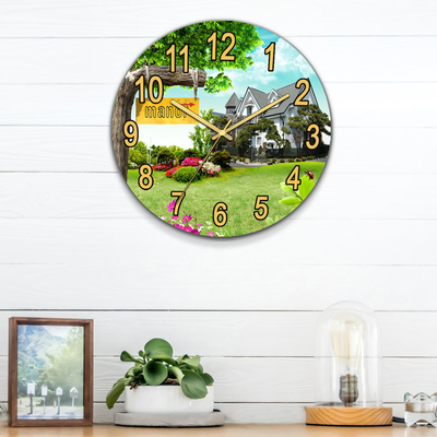 Naald Display Scenic Pattern UV Clock voor slaapkamer Badkamer Glas Tijd Sublimatie