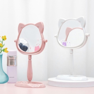 Modieus ontwerp Plastic en glas spiegel Staande bureau make-up spiegel voor reizen