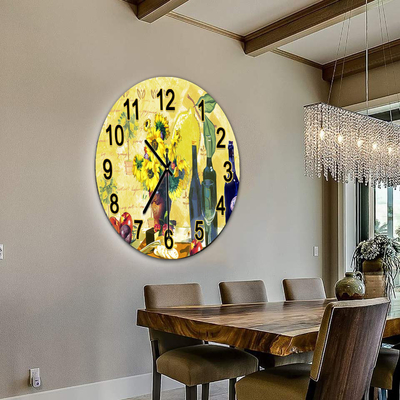 Klassiek gehard glas Spiegel Keuken Sublimatie Mantel Woonkamer Hanger Gezicht UV-klok