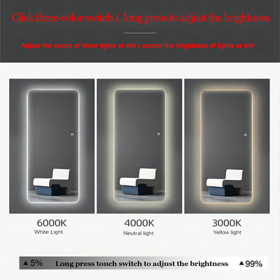 Anti-mist glazen spiegel LED achtergrondverlichting wandspiegel voor slimme make-up in badkamer