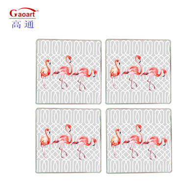 Gepersonaliseerd logo getemperd ronde vierkant kraal draagbare wijn glas coasters set voor drankjes