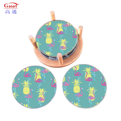Custom Logo Keukenproducten Draagbare wijn Ronde Vierkante Tempered Glass Coasters Set voor Drinks