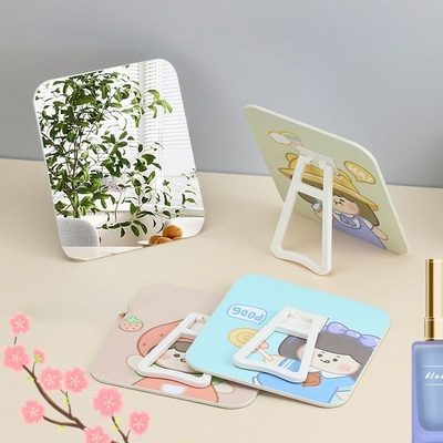 Alledaagse ontwerp Pocket verstelbare mini cosmetische tafel met aangepaste ronde make-up spiegel