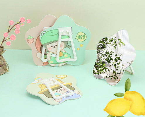 Alledaagse ontwerp Pocket verstelbare mini cosmetische tafel met aangepaste ronde make-up spiegel