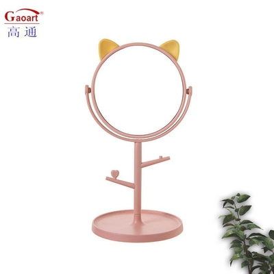 Kleine cirkel Plastic en glas spiegel voor alledaagse top mode verstelbare make-up