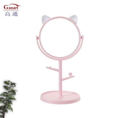 Kleine cirkel Plastic en glas spiegel voor alledaagse top mode verstelbare make-up