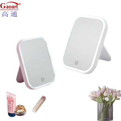 Compact Extra LOGO Make-up Leuke LED Draagbare Dressing Vanity Desktop Cosmetische Spiegel