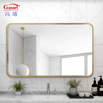 Ronde zwarte ijzer goud moderne hangende kunst badkamer sticker spiegel voor thuis wijnwinkel