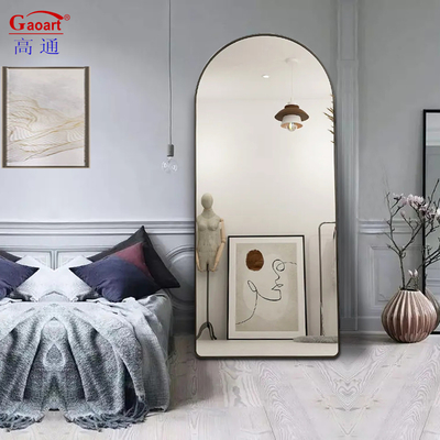 Grote vloerspiegel in rozen goud boog kamer zwart boog frame voor elke dag gelegenheid
