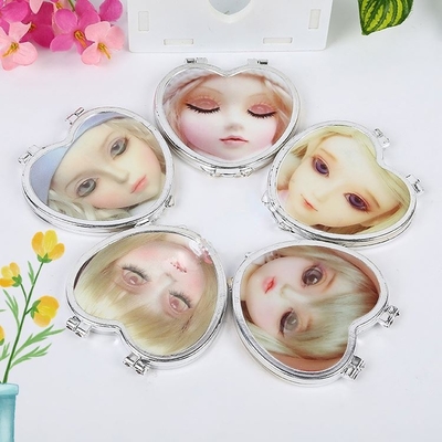 Compacte cirkel cosmetische kleine spiegel ronde licht kleine spiegel met plastic glazen spiegel