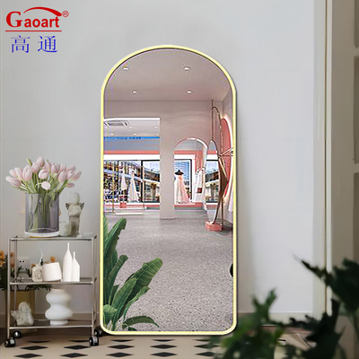 Moderne stijl Rozen goud boog frame Zwarte staande spiegel voor grote wand kamer decoratie