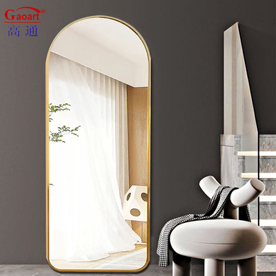 Aluminium legeringsframe Goud boog vloerlengte spiegel voor staande boog huis decor