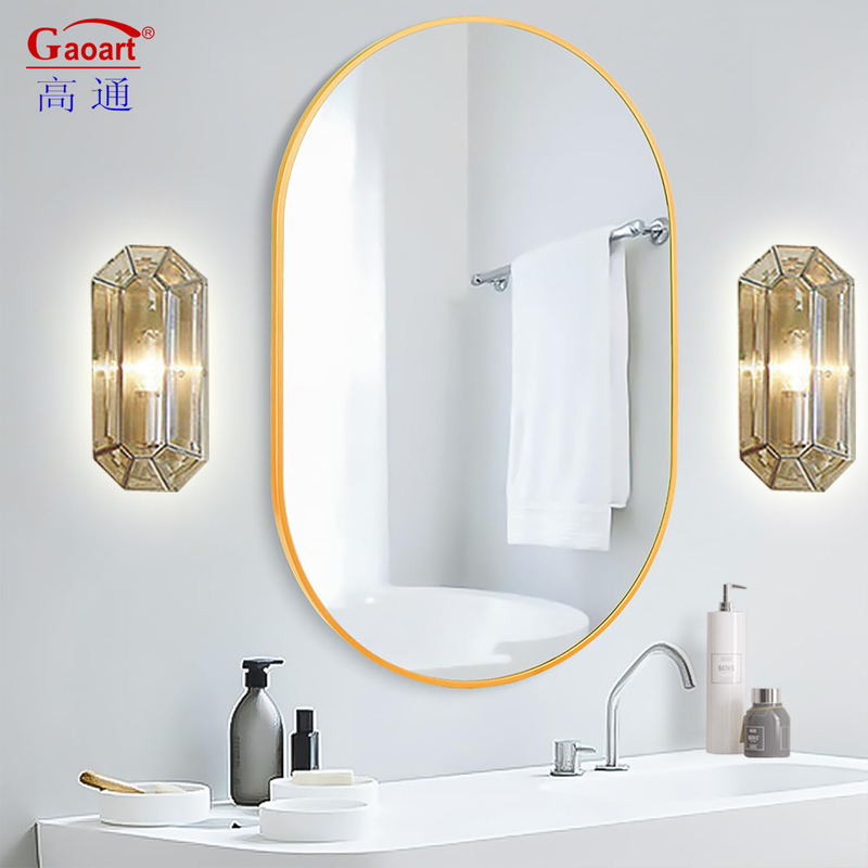 Glas Art Deco Design Stijl Muuropgemaakte Zwarte Decor Spiegel met enorme metalen gouden frame