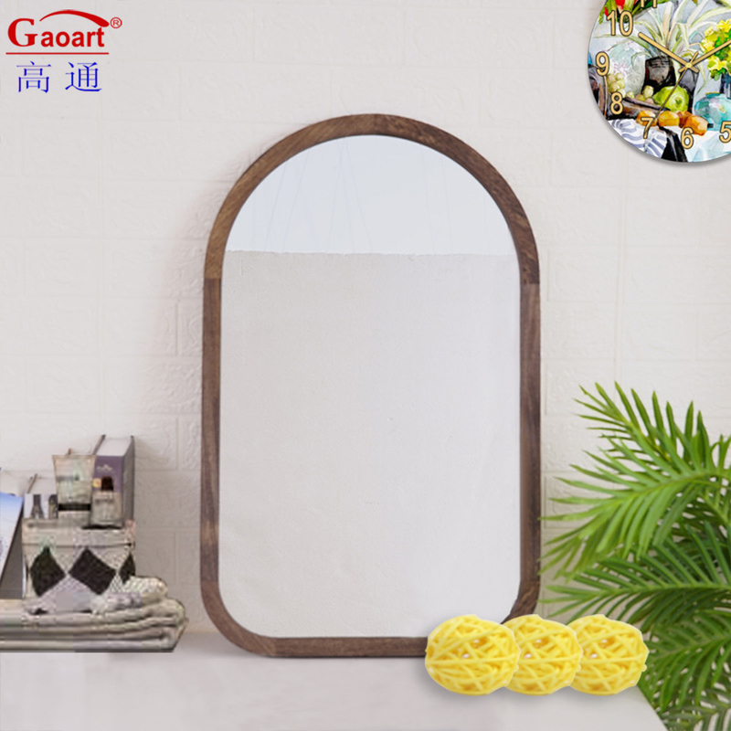 Moderne boog vollengte antieke sticker met houten raam spiegel voor badkamer decor
