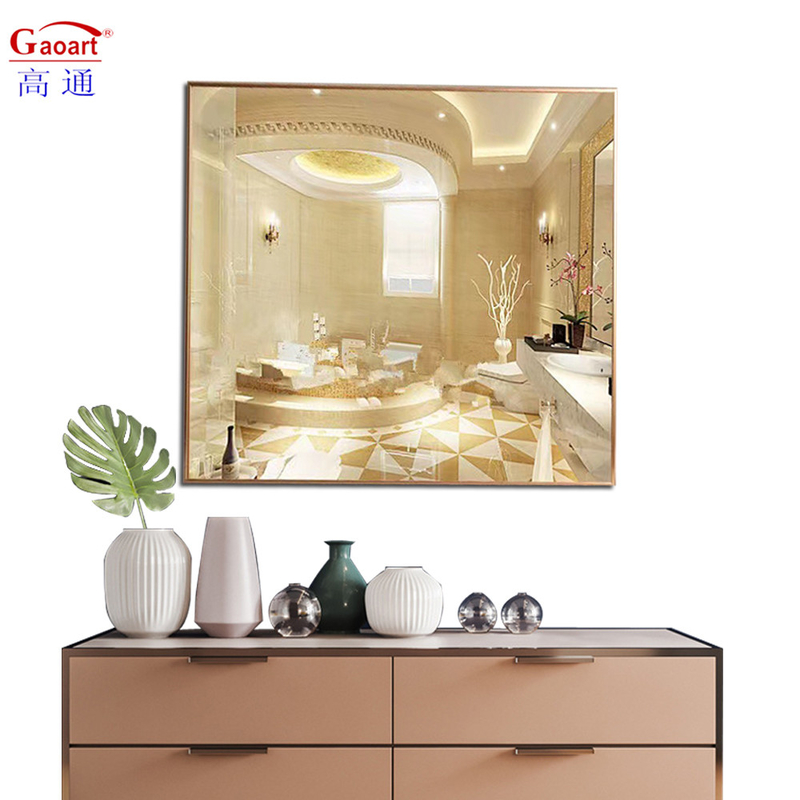 Stijlvolle badkamerversiering Mode Frame Metalen wandspiegel met groot gouden frame