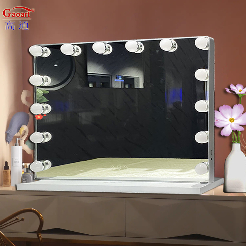 LED gloeilamp ijdelheid spiegel in Hollywood Zwart Chorome Design voor modieuze look
