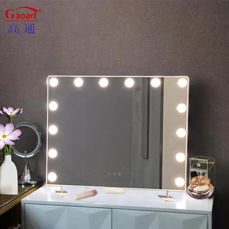 Aanpasbaar metalen en glazen spiegel Hollywood make-up vanity met chroom led lampen