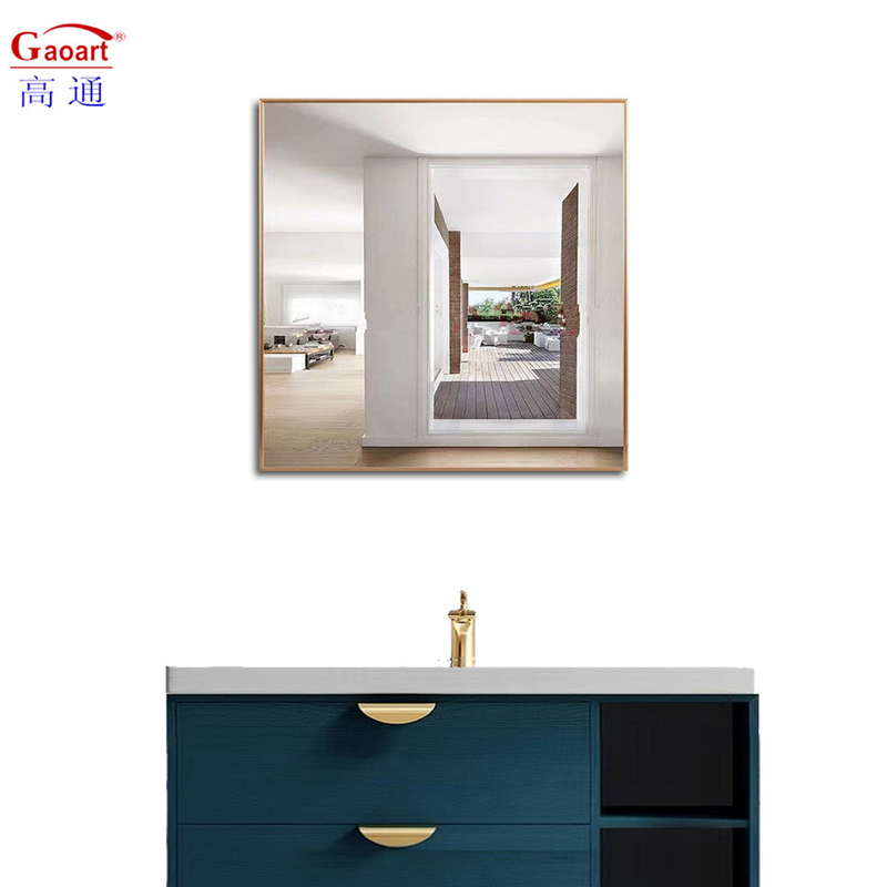 Rectangulaire zwarte kapperspiegel voor grote badkamermuurdecor in gouden frame