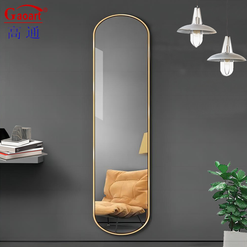 Gepersonaliseerde grootte badkamer glasmeubilair met metalen bevel vol lichaam zwevende spiegel