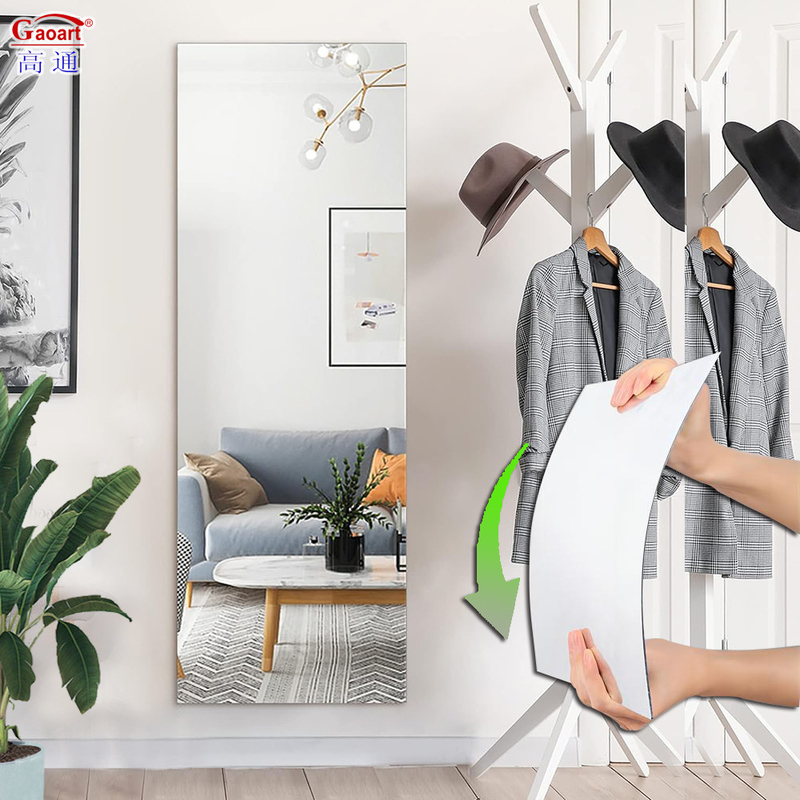 Custom Flexible Badkamermeubilair Decor Wandsticker Plastic Kleefmiddel Acryl Spiegelplaat