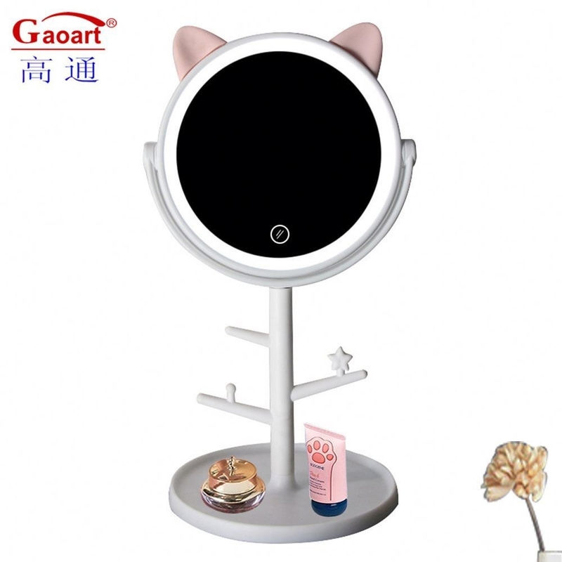 Meisje Draagbare LED-licht Spiegel Vanity Cosmetische Tafel Custom Little Make-up Extra LOGO
