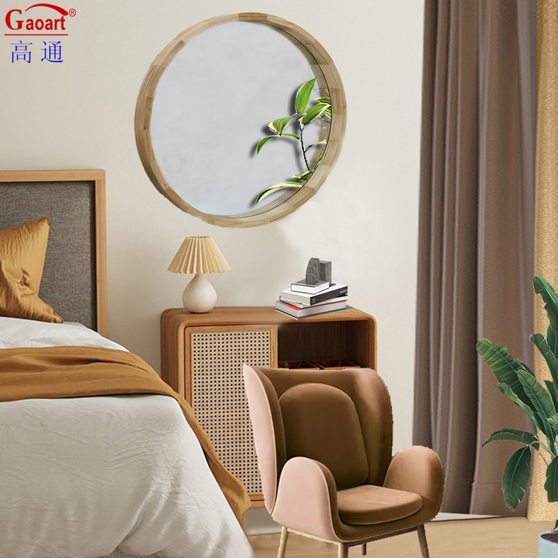 Houten raam glazen spiegel rustieke boog badkamer ronde sticker met moderne stijlvolle stijl