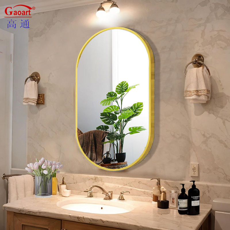 Gepersonaliseerde maat Mode Groot Zwart Muur Metal Gouden Kleine IJzer Aluminium Decor Badkamer Frame Spiegel