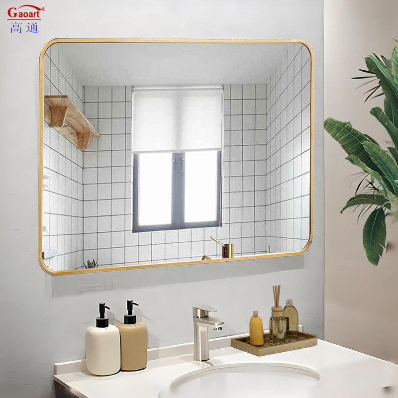 Zwarte aluminium sticker goud frame ovaal glas spiegel wand hangende kunst voor badkamer