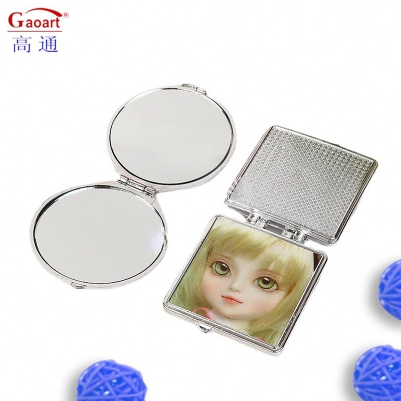 Compacte cirkel cosmetische kleine spiegel ronde licht kleine spiegel met plastic glazen spiegel