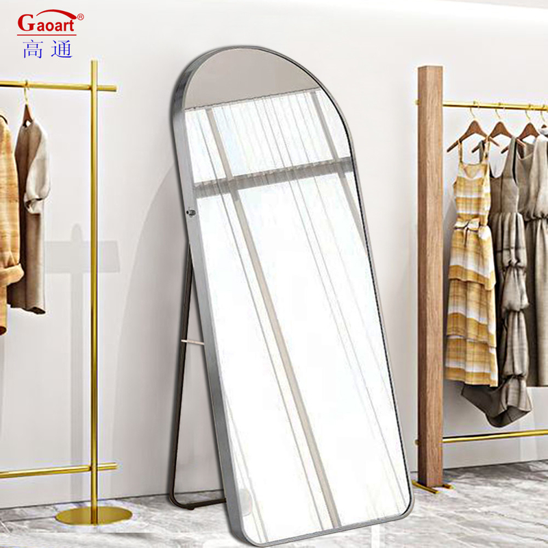 Vollengte Goud Arch Frame Staande Zwarte Home Decor Spiegel voor woonkamer Vloer Spiegel